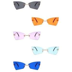 Rimless Geometric Retro Tinted Fashion Sunglasses